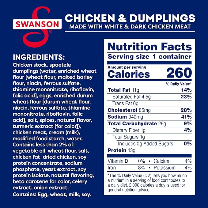 Swanson Canned Chicken and Dumplings With White and Dark Chicken Meat, 10.5 OZ Can (Pack of 4)