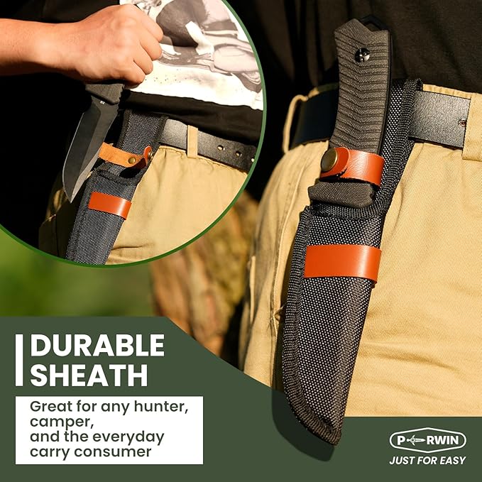 Bushcraft Survival Knife - Outdoor Camping Hunting Fixed Blade With D2 Steel and G10 Handle for EDC, Sheath Included - Collection Gift for Him