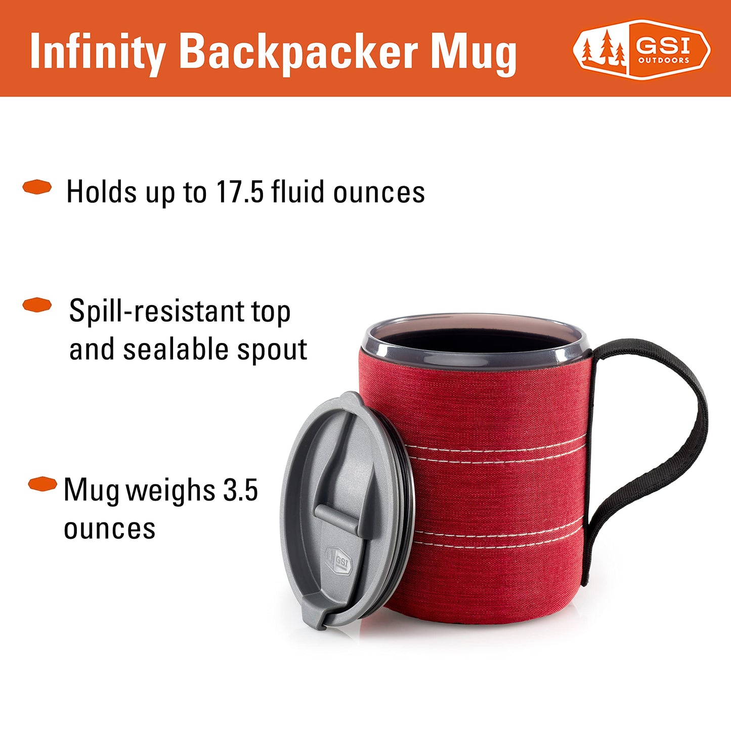 GSI Outdoors Backpacker Neoprene Mug I Infinity Lightweight BPA-Free Mug for Camping & Outdoors, 17