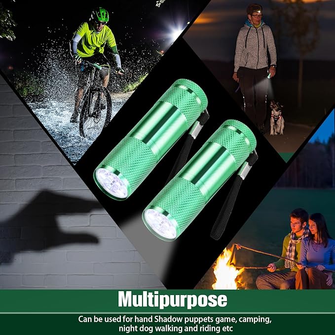 VIHOSE 20 Pcs Mini Flashlights Bulk, Bright Aluminum Handheld Flash Light with Lanyard Small LED Flashlights for Night Reading Emergency Hurricane Camping Hiking, Batteries Not Included(Green)
