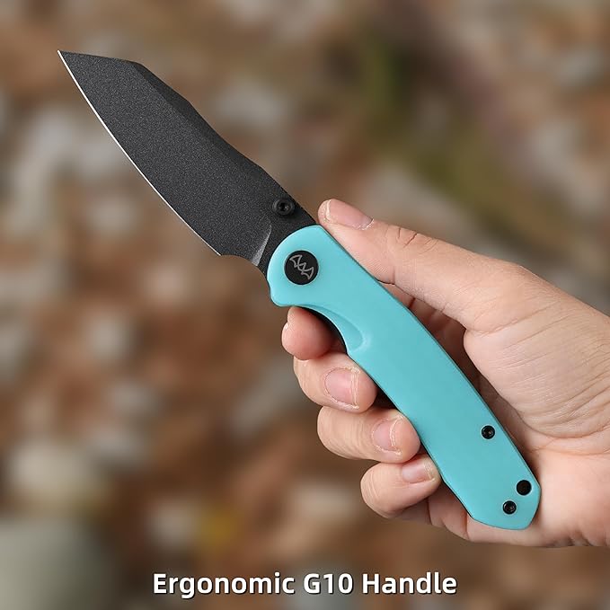 Folding Pocket Knife, 3.35" 14C28N Blade G10 Handle EDC Knife with Liner Lock, Small Pocket Knife with Clip for Men, Sharp Camping Hiking Hunting Survival Knives (Blue)