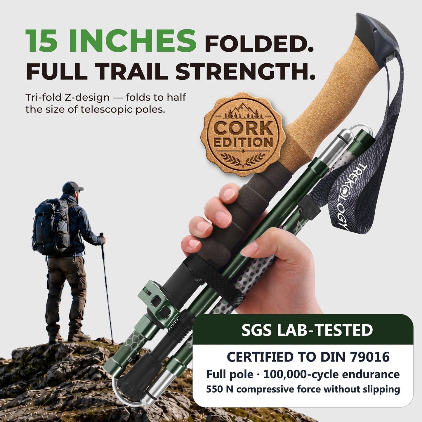 Trekology Trek-Z Collapsible Hiking & Trekking Poles - Balance Support for Seniors, Women, and Men