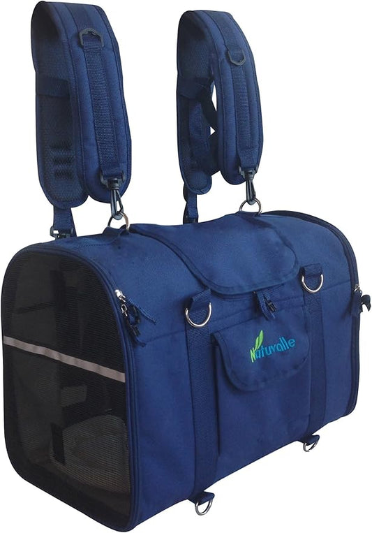 6-in-1 Sturdy Pet Carrier Backpack, Front Pack, Shoulder Bag, Pet Hand Bag, Car Seat Crate, Soft-Sided pet Carrier, Small Animal Travel Carrier, Airline Approved, Size Small for Pets 14-16" Long