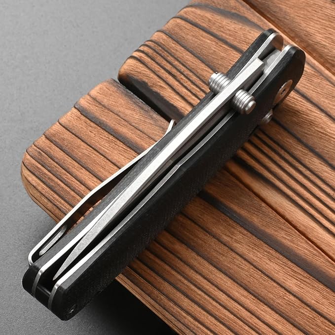 FF22 Folding Pocket Knife,VG10 Steel Blade Micarita Handle Full Tang Knife for Outdoor Activities Camping Hunting Fishing(Black)