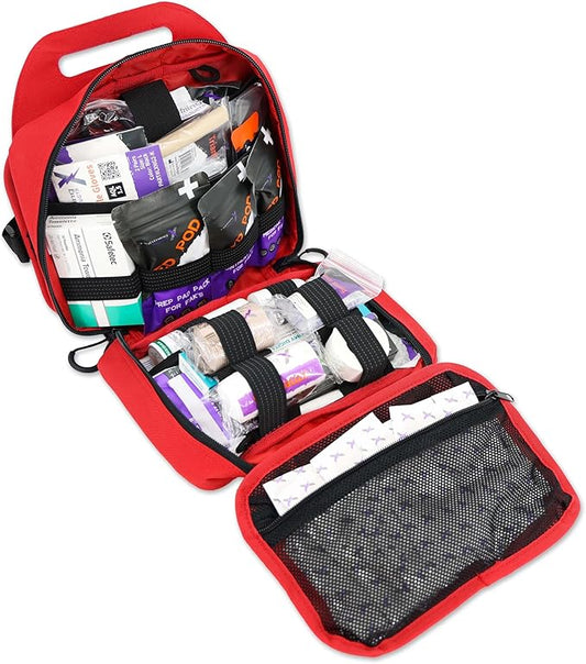 Lightning X Premium Rip-Away Individual First Aid Kit for Vehicle Head Rest - RED