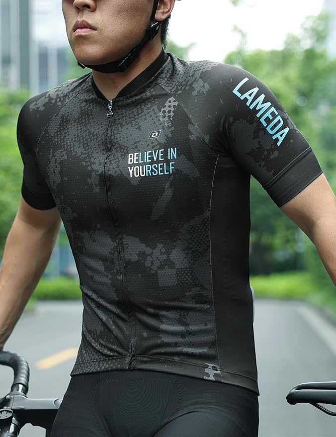 LAMEDA Men's Cycling Jersey Breathable Lightweight Bike Jersey Short Sleeve Quick Dry Moisture Wicking Biking Shirts