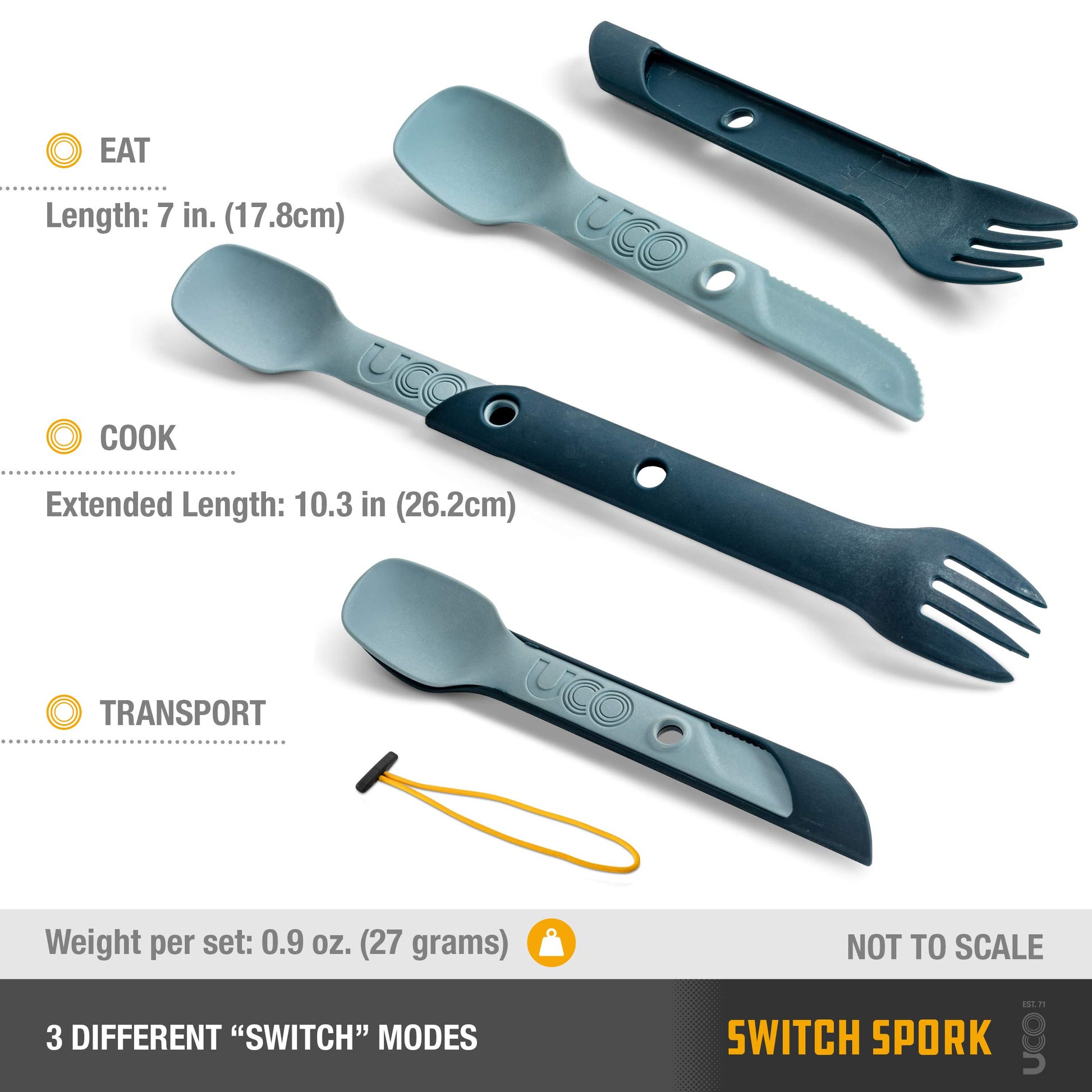 UCO 2-Piece Switch Spork Camping Spoon-Fork-Knife Utensil