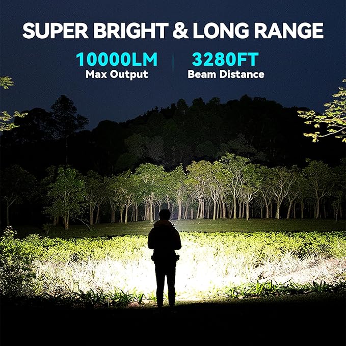 Rechargeable Flashlights High Lumens with Magnetic Base 10000 Lumen Bright LED Tactical Flashlight 3 Modes Zoomable Waterproof Compact Handheld Flash Light for Home Camping Outdoor Repairing