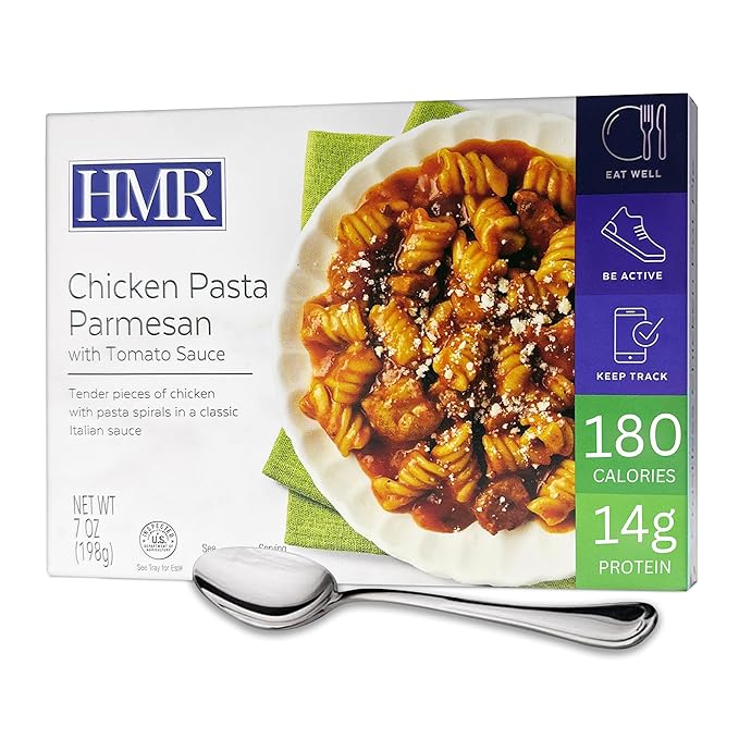 HMR Chicken Pasta Parmesan Entrée | Pre-packaged Lunch or Dinner to Support Weight Loss | Ready to Eat | 14g of Protein | Low Calorie Food | 8oz Serving per Meal
