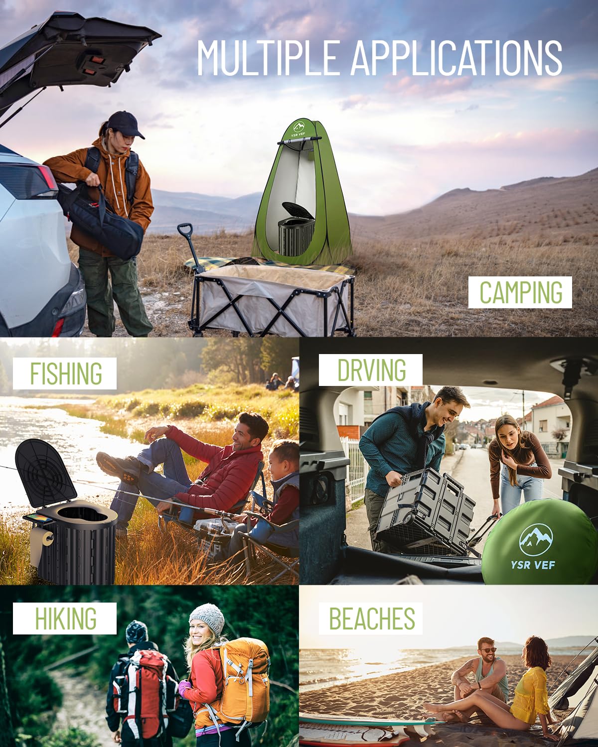 Camping Toilet with Pop-Up Privacy Tent and Liquid Waste Gel, Portable Toilet for Camping with