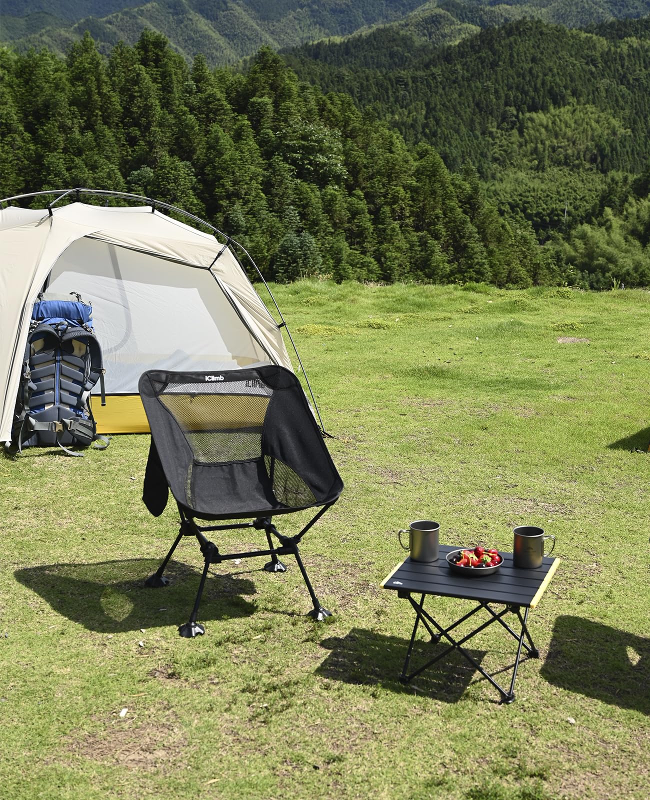 iClimb Ultralight Compact Camping Folding Table (Black - S)