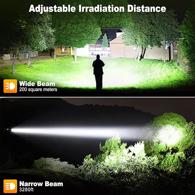 Rechargeable Flashlights 90000 High Lumen, 10000 ɱAh ?ATTERY LED Flashlight with Cob-Light for Home, Super Bright Flash Light 7 Modes, IPX7 Waterproof for Outdoor Camping
