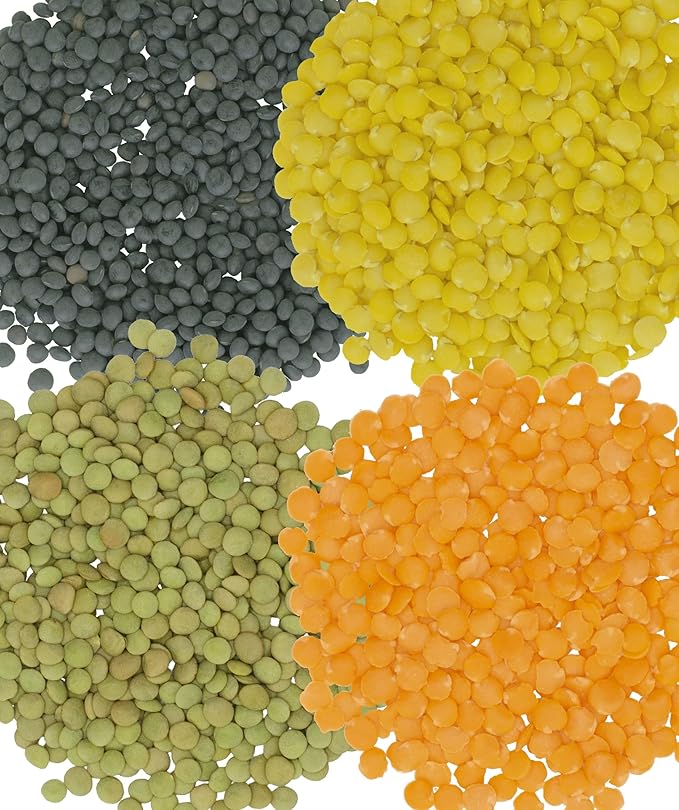 Clear Creek 100 LB Lentil Bundle: Beluga Lentils, Gold Lentils, Green Lentils, Red Lentils in 25 LB Buckets
