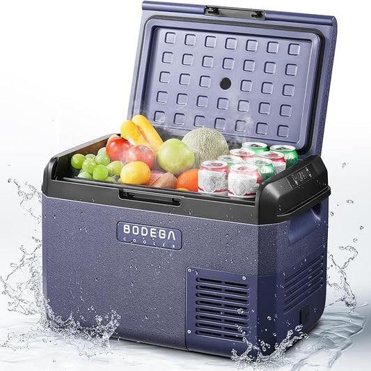 BODEGA 12 volt Car Refrigerator - 26QT(25L) Portable Freezer IPX4 Waterproof Car Fridge Ultra-Quiet Electric Cooler for Truck Van Camping Road Trips Travel 12/24V DC 110~240 Volt AC,-4℉~68℉