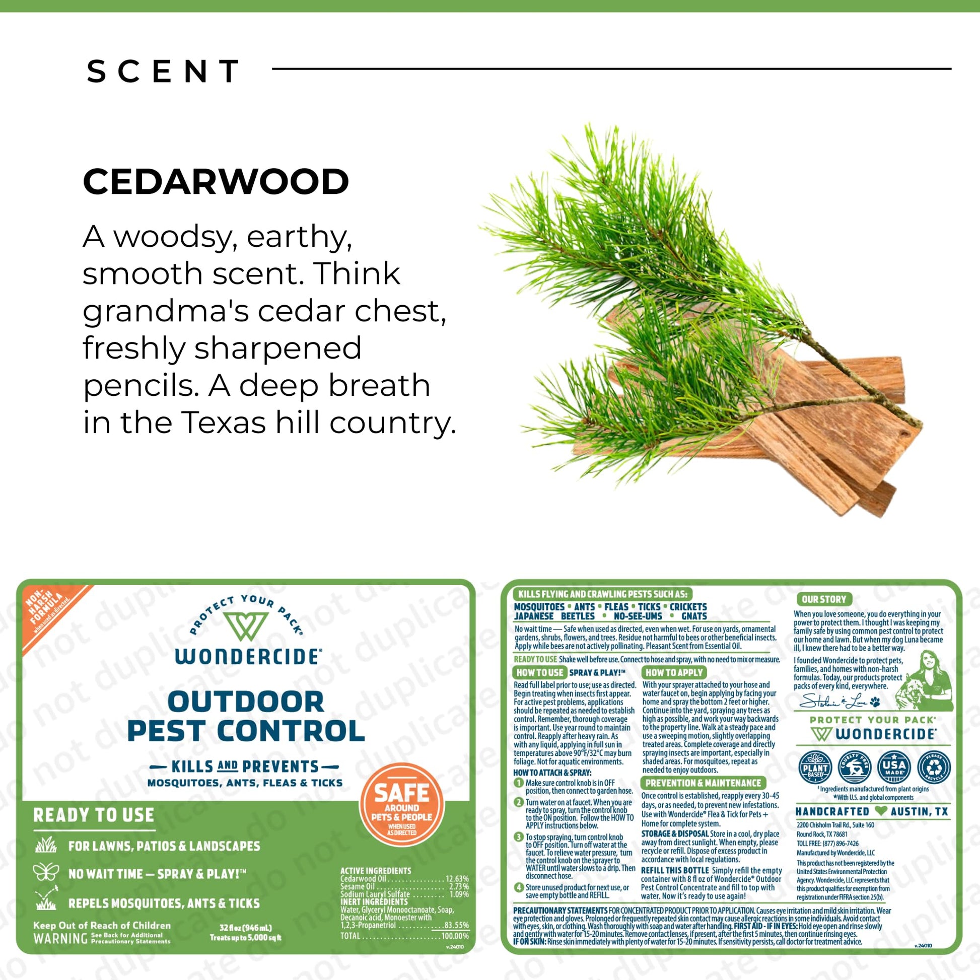 Wondercide - Outdoor Pest Control Spray with Natural Essential Oils - 32 oz