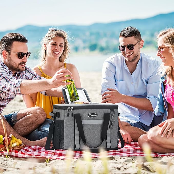 Maelstrom Collapsible Soft Cooler Bag, 24/30/60/75 Cans Beach Cooler, Ice Chest, Leakproof & Portable for Beach, Camping, Road Trips & Grocery Shopping