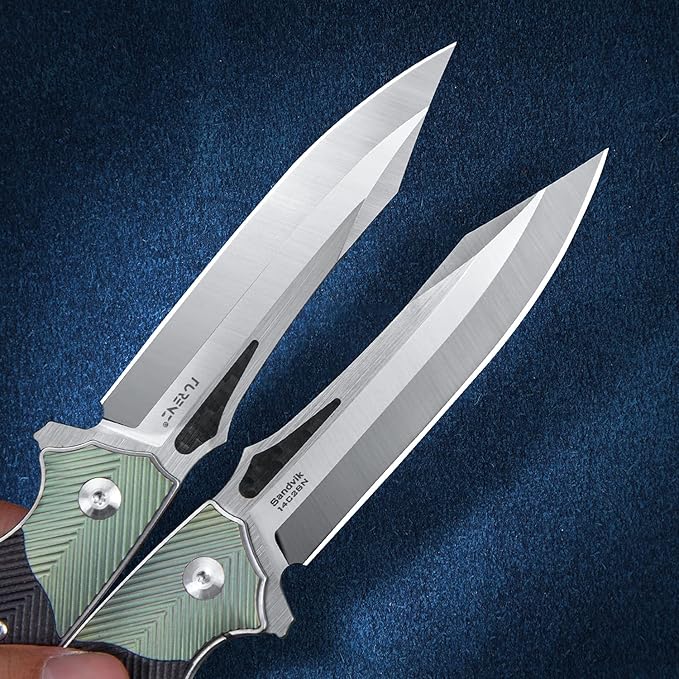 Folding Pocket Knife with Clip, Original sharp folding knife Liner Lock, G10 and Titanium Alloy Handle, Sandvik 14C28N Steel Flipper EDC