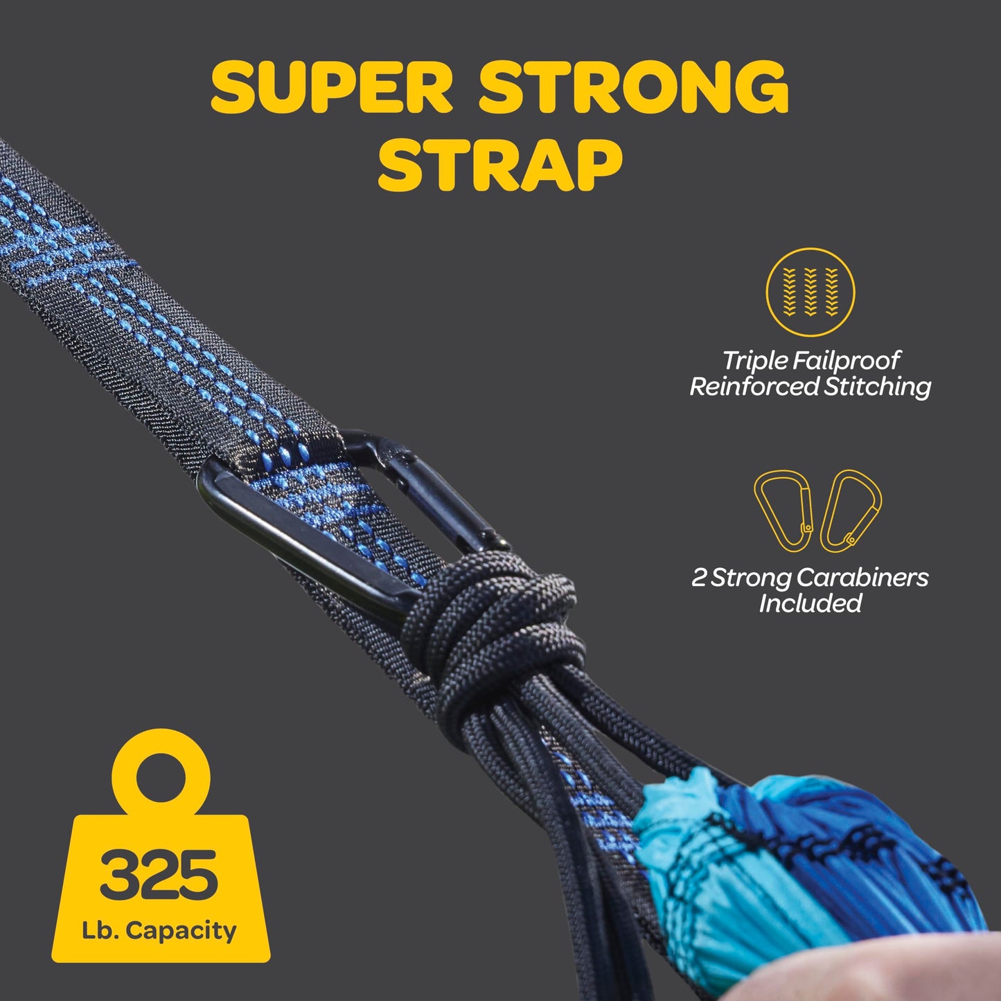 Durable Hammock 400 lb Capacity, Nylon Camping Hammock Chair - Double or Single Sizes w/Tree Straps