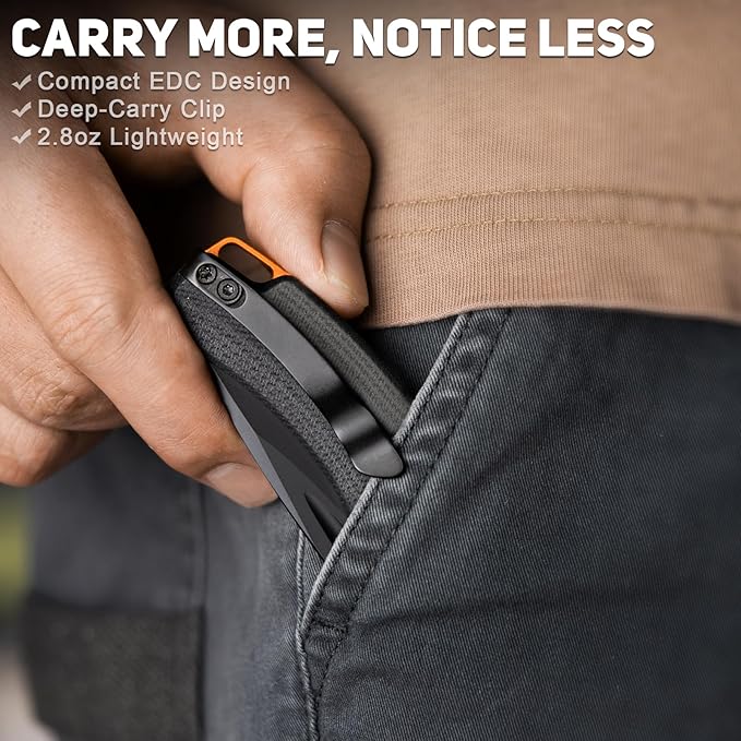 NedFoss Heron Pocket Knife for Men, 2.95" Japanese VG10 Steel Blade Button Lock EDC Knife with Lightweight G10 Handle w/Aluminum Bolster, Folding Utility Knife for Camping, Hunting, Survival Use