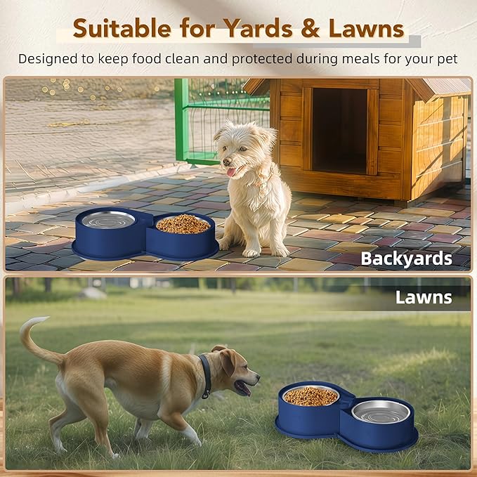 Stainless Steel Dog Bowl Set, 304 Metal Dual Food & Water Bowls for Dogs & Cats, Large Capacity Pet Feeder, Anti-Skid Dog Dish for Small/Medium/Large Pets