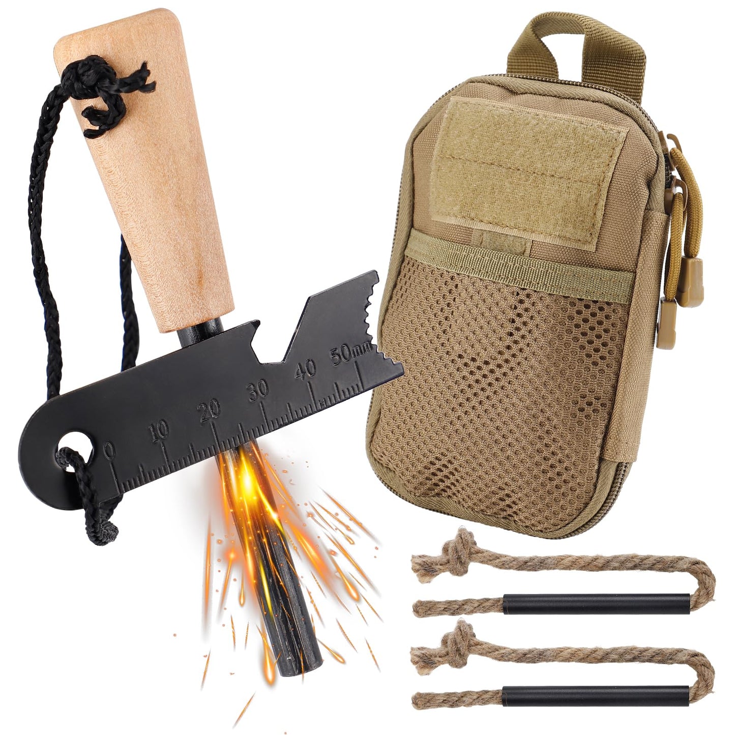Acostop Fire Starter Tool Kit Survival Gear for Hiking Campfires Bushcraft