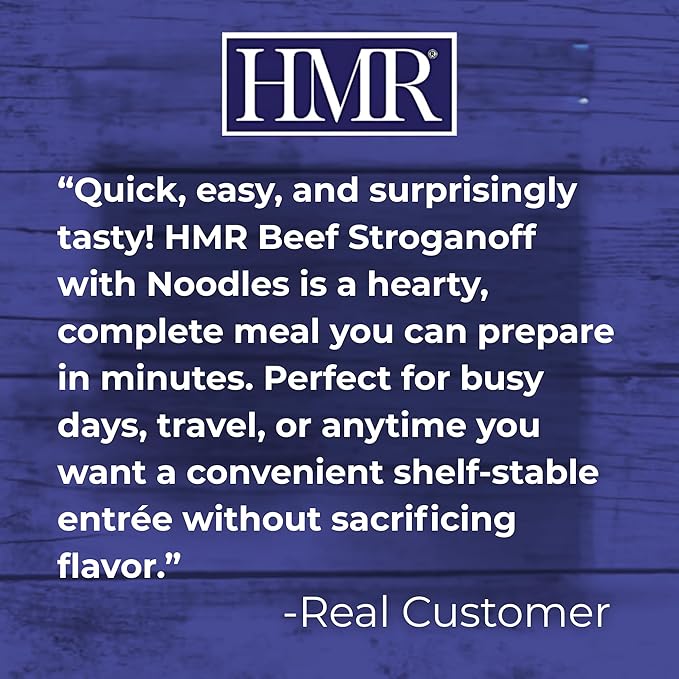 HMR Beef Stroganoff with Noodles Entrée | Pre-packaged Lunch or Dinner | Ready to Eat | 19g of Protein | Low Calorie Food | 8oz Serving per Meal | Pack of 6