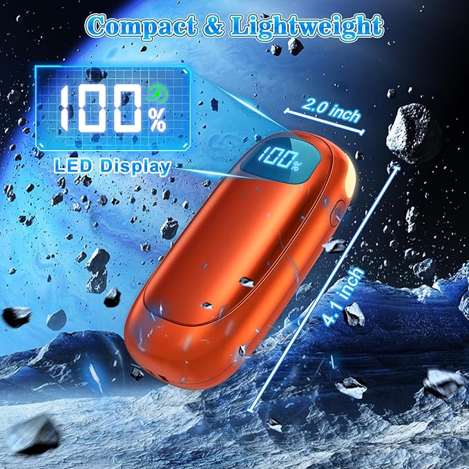 Hand Warmers Rechargeable 2 Pack, Electric Dual-Sided Heating with LED Display & Flashlight, Max 127?? 13Hrs Long Lasting Pocket Heater for Raynauds, Golf, Hunting Essentials, Gifts for Men Women
