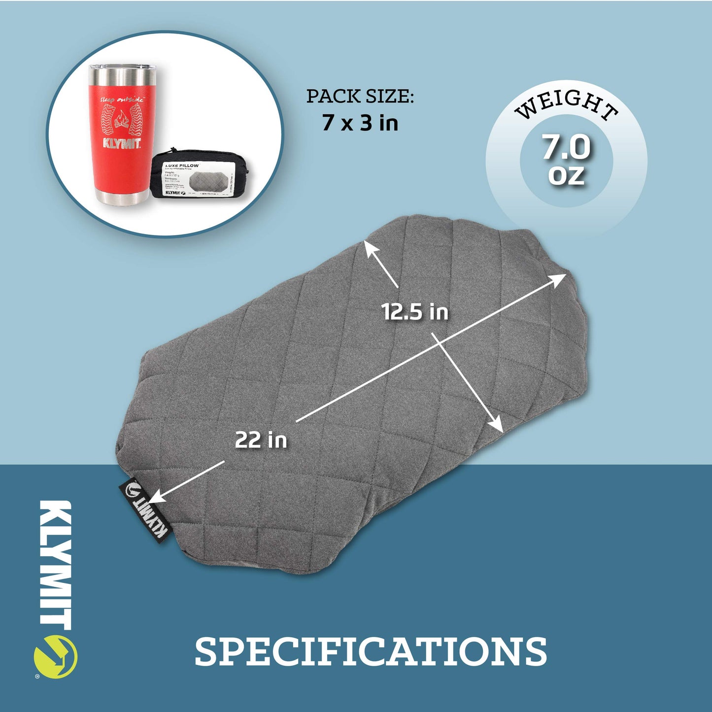 Klymit Luxe Travel Pillow, Lightweight Inflatable Hybrid Airplane, Backpacking, Hammock, and