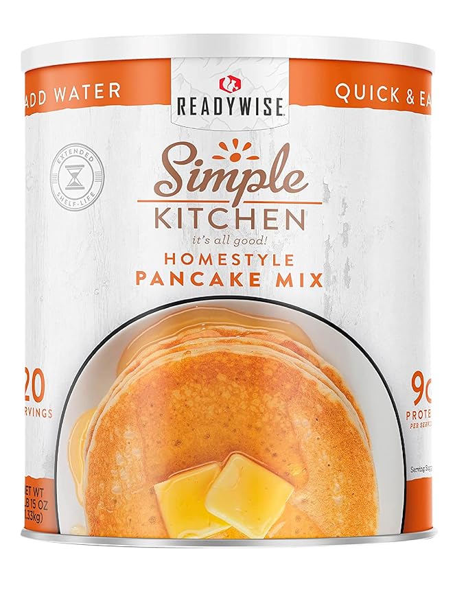 Simple Kitchen Homestyle Pancake Mix ??20 Servings for Family Meal Prep, Gluten Free & Freeze Dried Survival Just Add Water Canned Food, for Camping Meals, Backpacking & Hiking, #10 Can Package