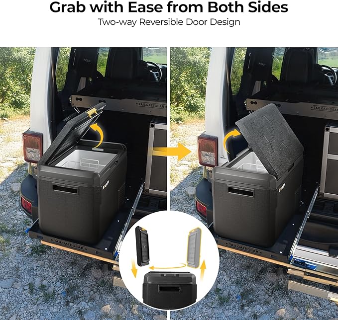 BougeRV 12 Volt Car Refrigerator, CRS 53 Quart Portable Fridge Freezer with APP Control, -4℉ to 68℉ Compressor Electric Cooler 12/24V DC 110~240 Volt AC for Truck Van RV Camping Road Trip
