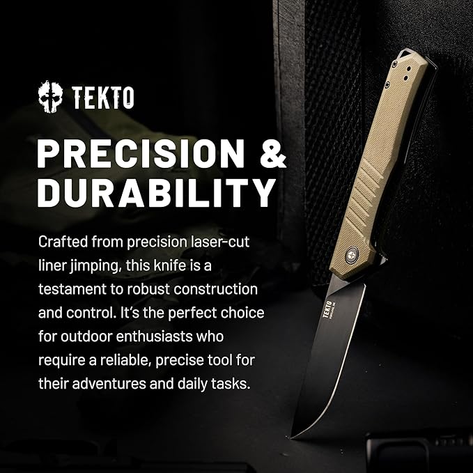 F1 Alpha Folding Pocket Knife - Modified Straight Back Blade, Titanium Coated D2 Steel, Ideal for Outdoor Camping and Backpacking, Tactical G10 OD Green Handle, Black Titanium Accents