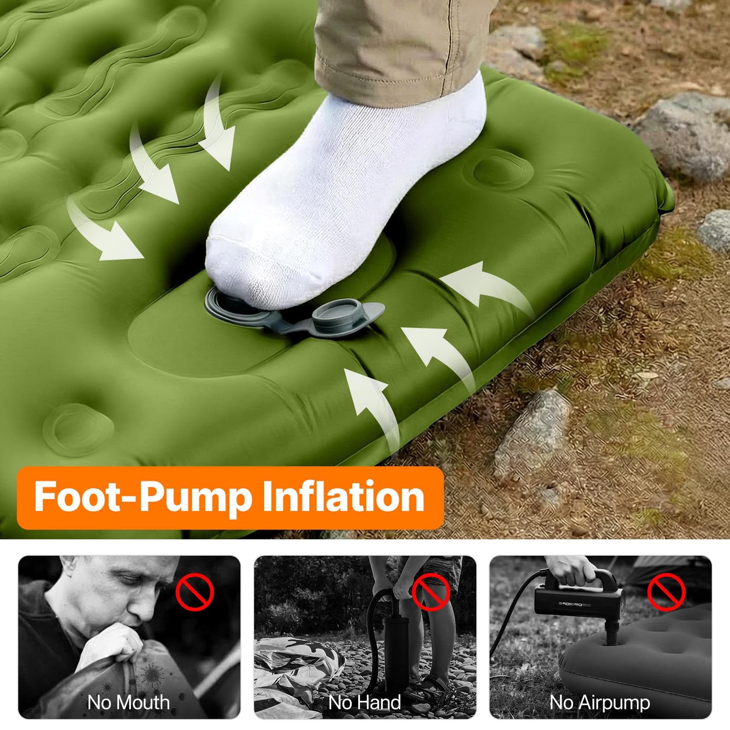 OGERY Sleeping Pad, Ultralight Inflating Camping Pad with 6" Extra-Thick