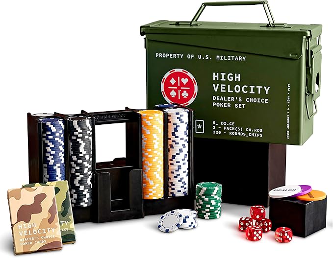 Kölbs Titan LSO Poker Set, Tactile Box Contains The Ultimate Poker Set - Playing Cards, Poker Chips Set & More, Case and Set Also for Texas Holdem, Blackjack Plus, Groomsmen Gifts for Men (with Dice)