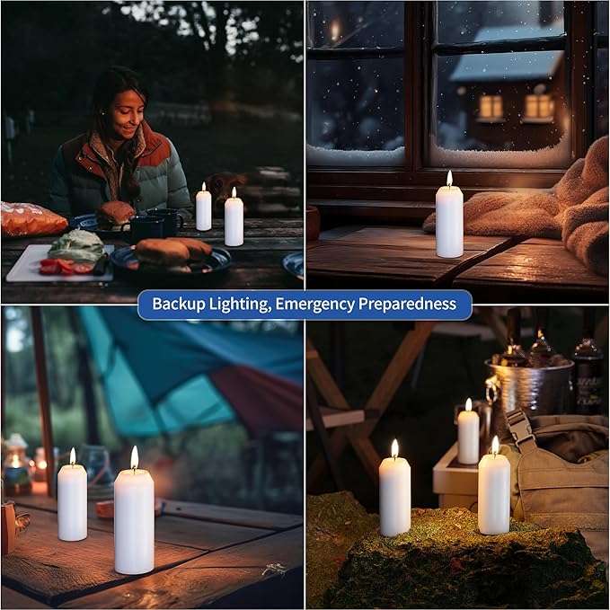 3Pack 15H+ Emergency Candles Long Burning Survival [18H+ Inside Candle Lanterns], 3??Unscented White Pillar Candles, Survival Candles for Power Outage, Camping, Hurricane
