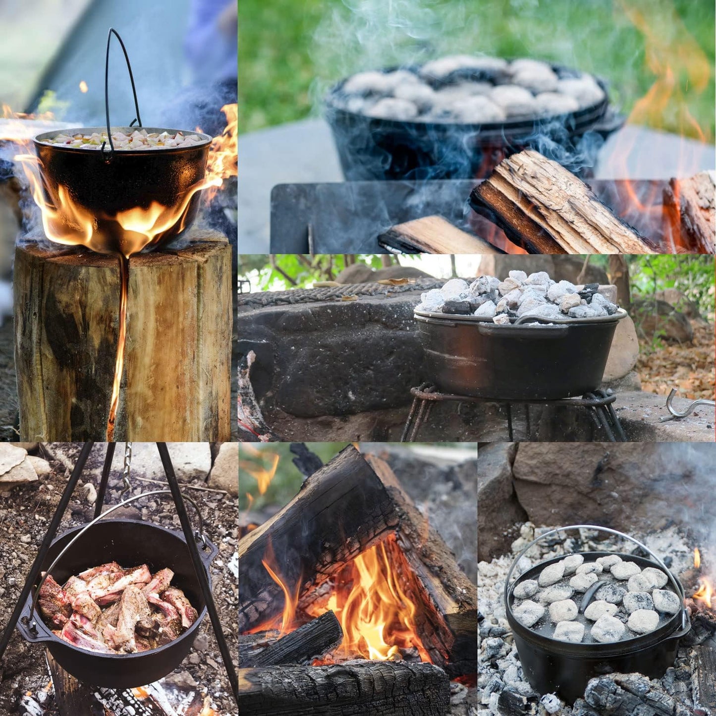 NSIRONS Camping Dutch Oven,12 Qt Pre-Seasoned Cast Iron Camp Dutch Oven Pot with Lid - Lid Lifter