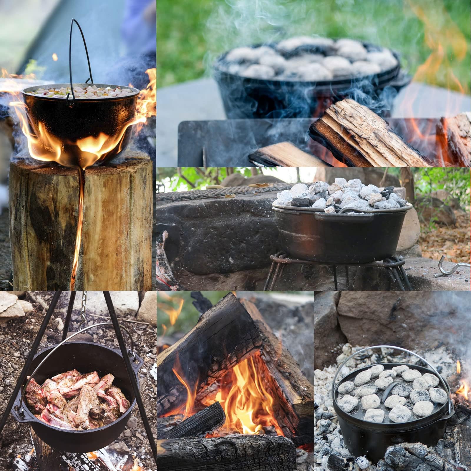NSIRONS Camping Dutch Oven,12 Qt Pre-Seasoned Cast Iron Camp Dutch Oven Pot with Lid - Lid Lifter