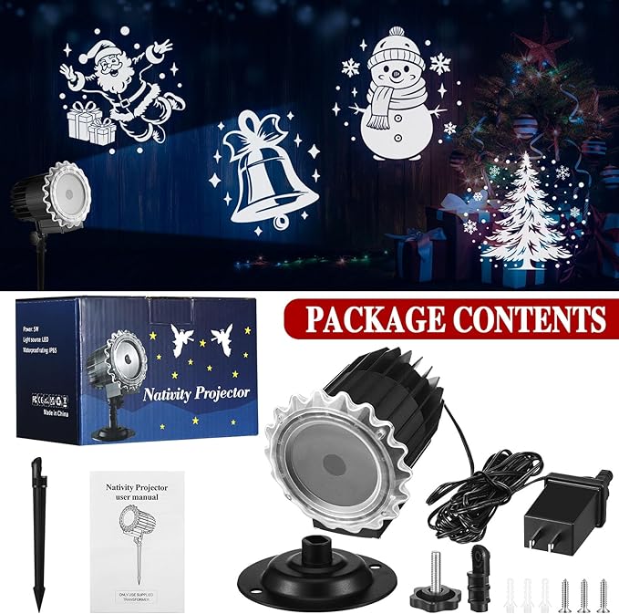 Tuanse Christmas Projector Lights Outdoor Rotating Santa Projector Snowflake LED Flood Light Holiday with Stars for Xmas Party Garden Landscape Decoration