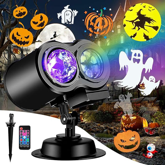 2025 Upgraded Brighter Halloween Decorations Projector Lights for Home, FLITI 19 HD Slide Christmas Projector (Ocean Wave & Patterns), 11 Holiday Theme Projector with Remote for Christmas House Decor