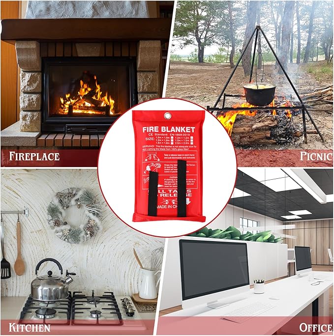 Jerify 24 Pack Fire Blanket for Home Emergency - 47 x 47 Inch Kitchen Fire Suppression, Fiberglass Flame Retardant Protection and Heat Insulation (Red)