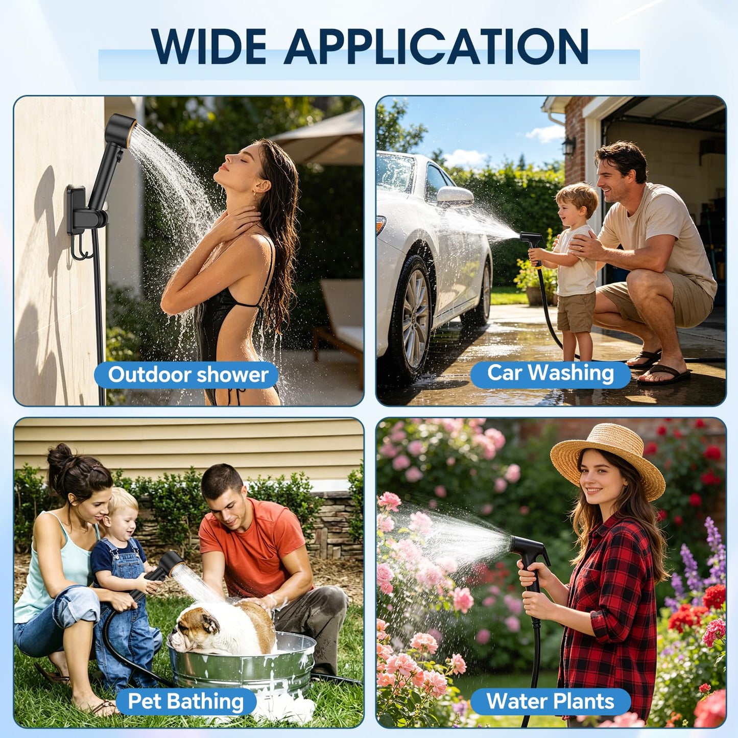 Portable Shower for Camping, 8000mAh Rechargeable Camp Shower Pump, LED Display Temp & Power, 5