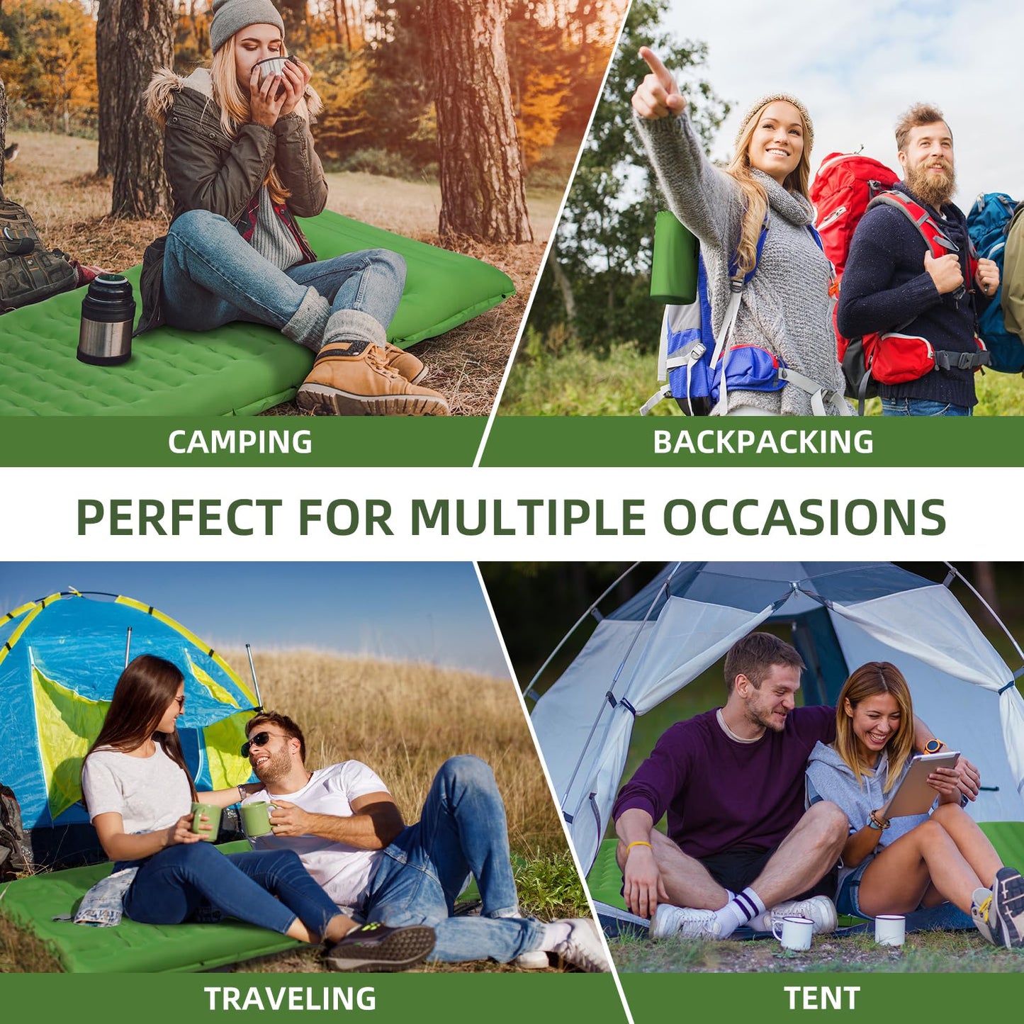 FNARMW Camping Sleeping Pad, Extra Thick 5 Inch Camping Mat with Pillow Built-in Foot Pump