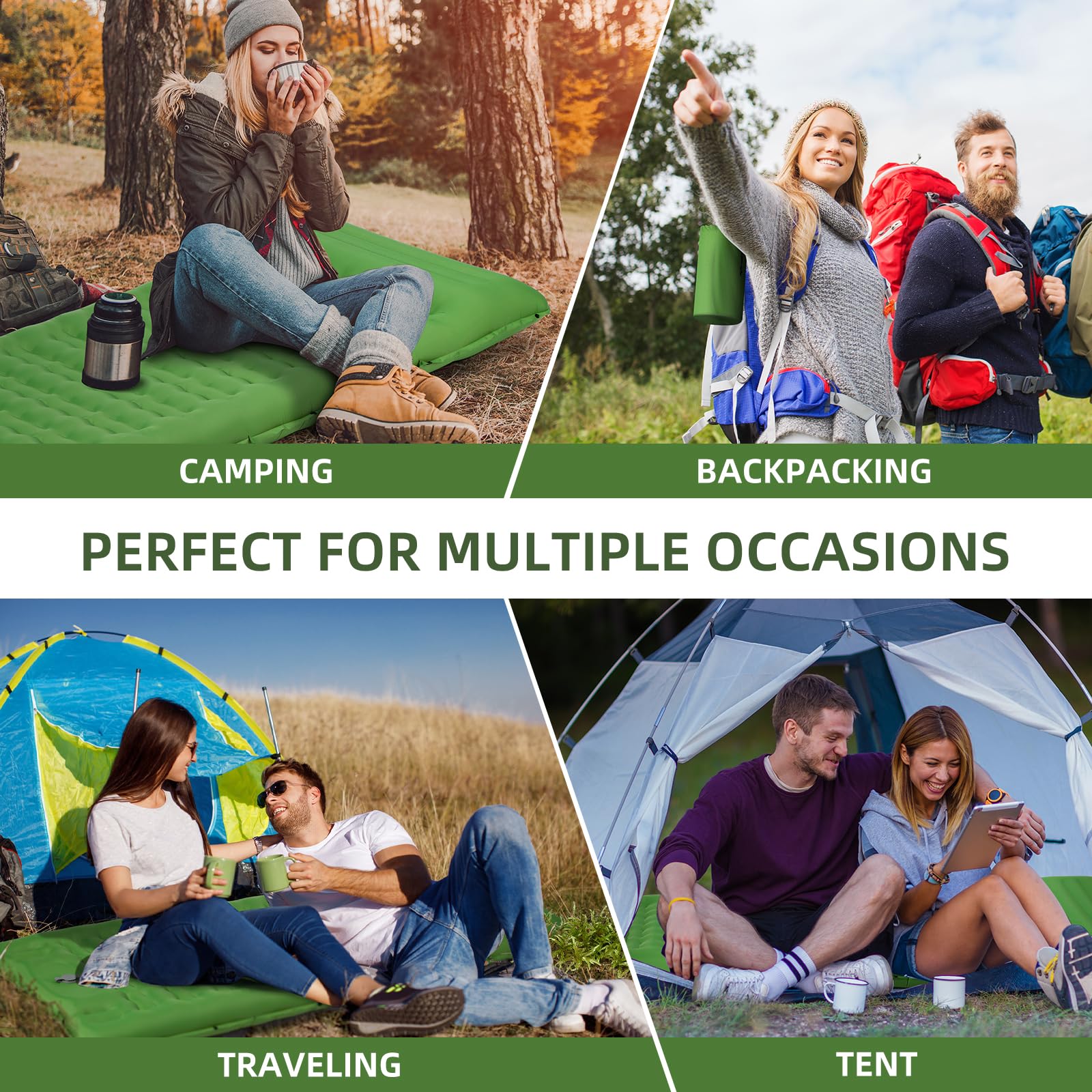FNARMW Camping Sleeping Pad, Extra Thick 5 Inch Camping Mat with Pillow Built-in Foot Pump