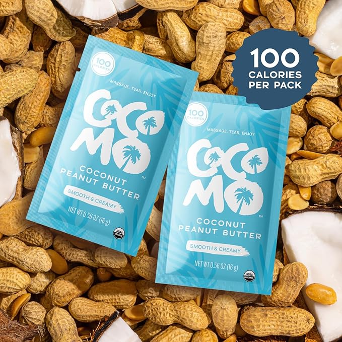 Cocomo Coconut Peanut Butter Single Serve Pouch, 10 Count – Organic, Gluten-Free, Vegan, High-Protein Peanut Butter in Squeeze Packs – No-Stir, Creamy Spread for Healthy Snacks, Perfect for Travel