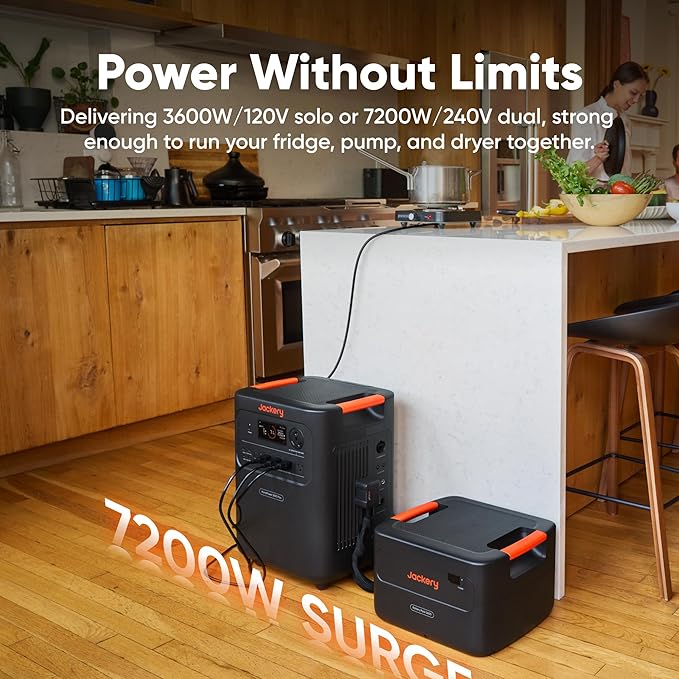 Jackery HomePower 3600 Plus Portable Power Station with AC Cable, 3600W AC Output, 3584Wh LFP Solar Generator, Expandable up to 43kWh, Essential Home Backup for Home Use (Solar Panel Optional)