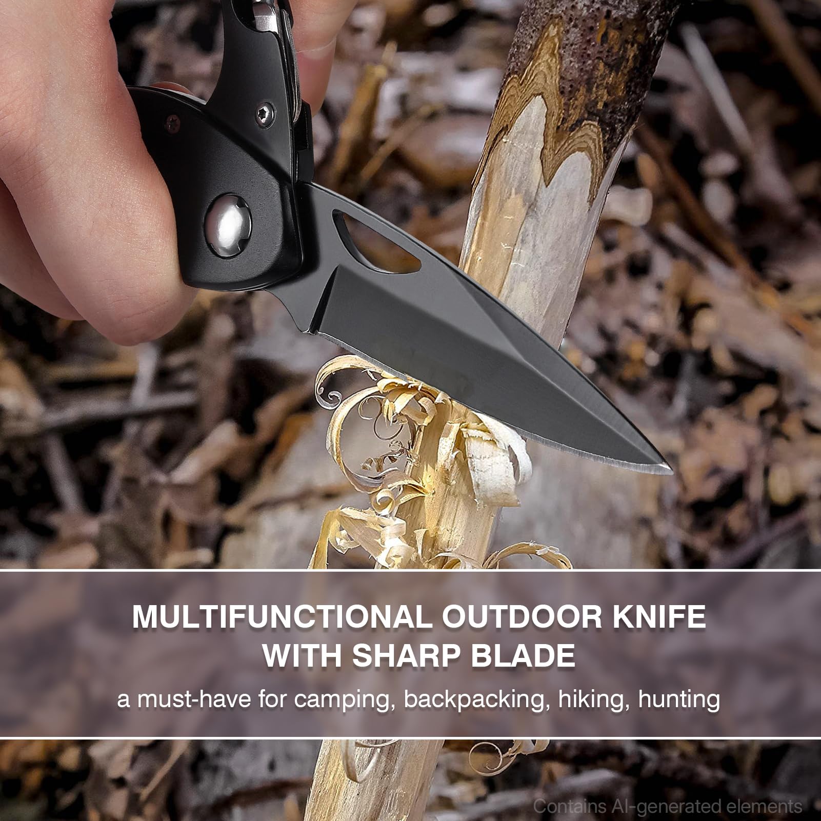 FUNBRO Multitool Carabiner with Pocket Knife, Bottle Opener
