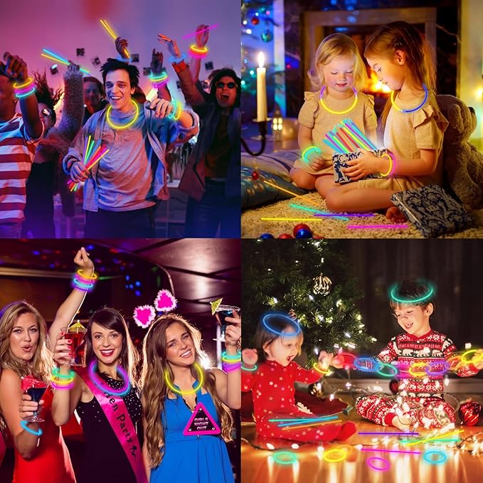 Halloween Glow Sticks Bulk Party Pack- Ultra Bright 50pk Glow in the Dark Party Favors, Glow Decorations, Neon Party Glow Necklaces and Glow Bracelets with Connectors