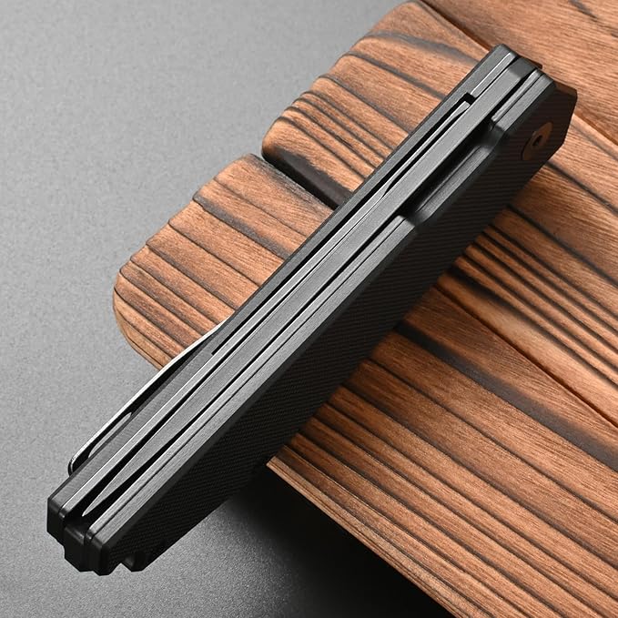 FF18 Folding Pocket Knife,AUS-8 Steel Blade G10 Handle EDC Tool Knife for Outdoor Survival,Camping,Hiking,Hunting (Black)