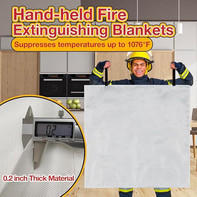 10 Pack Fire Blanket Emergency for Home Kitchen, 39 x 39 Large Emergency Fire Suppression Blankets Fiberglass Flame Retardant Protection for Home Kitchen Car Office Warehouse Camping Safety