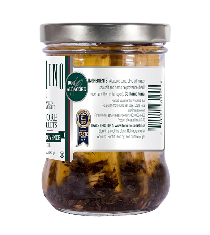 Tonnino Tuna Fish Albacore - Olive Oil with Herbs de Provence ??Pack of 6 ??Alternative to Salmon ??Protein Snacks ??Ready to Eat Meals