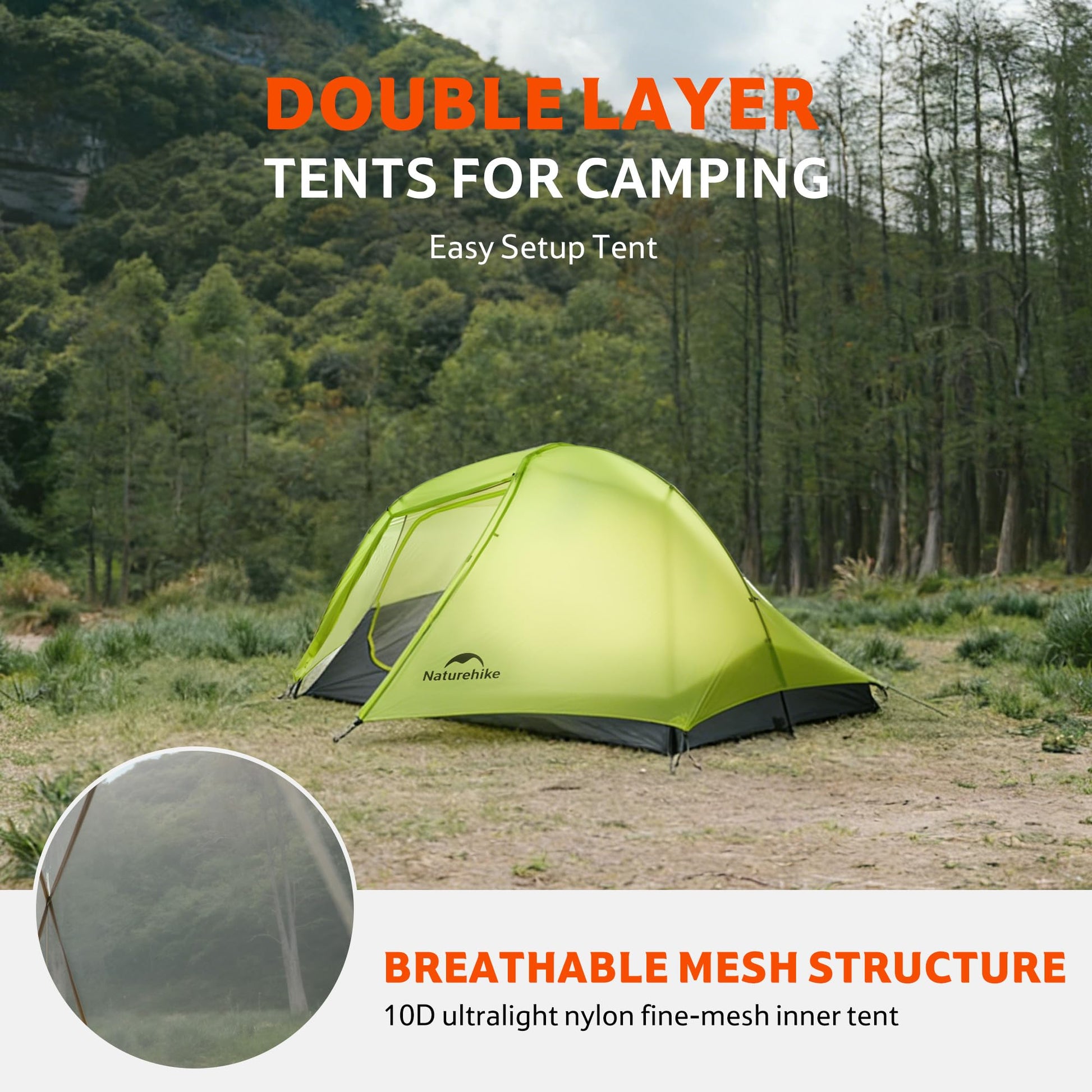 Naturehike Star Trail Ultralight Backpacking Tent, 2.3lb One Person Tent, 2.76 lb 2 Person Tents